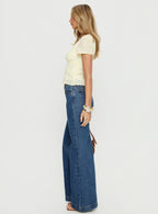 Women's Goldie High Rise Wide Leg Jeans Mid Blue Wash | Denim jeans with a wide-leg cut & high-rise fit 2