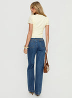 Women's Goldie High Rise Wide Leg Jeans Mid Blue Wash | Denim jeans with a wide-leg cut & high-rise fit 3
