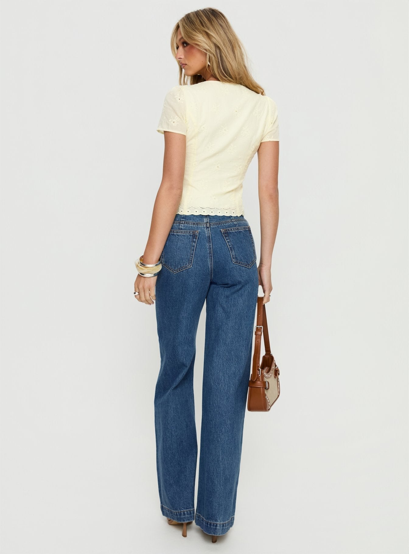 Women's Goldie High Rise Wide Leg Jeans Mid Blue Wash | Denim jeans with a wide-leg cut & high-rise fit 3