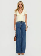 Women's Goldie High Rise Wide Leg Jeans Mid Blue Wash | Denim jeans with a wide-leg cut & high-rise fit 5