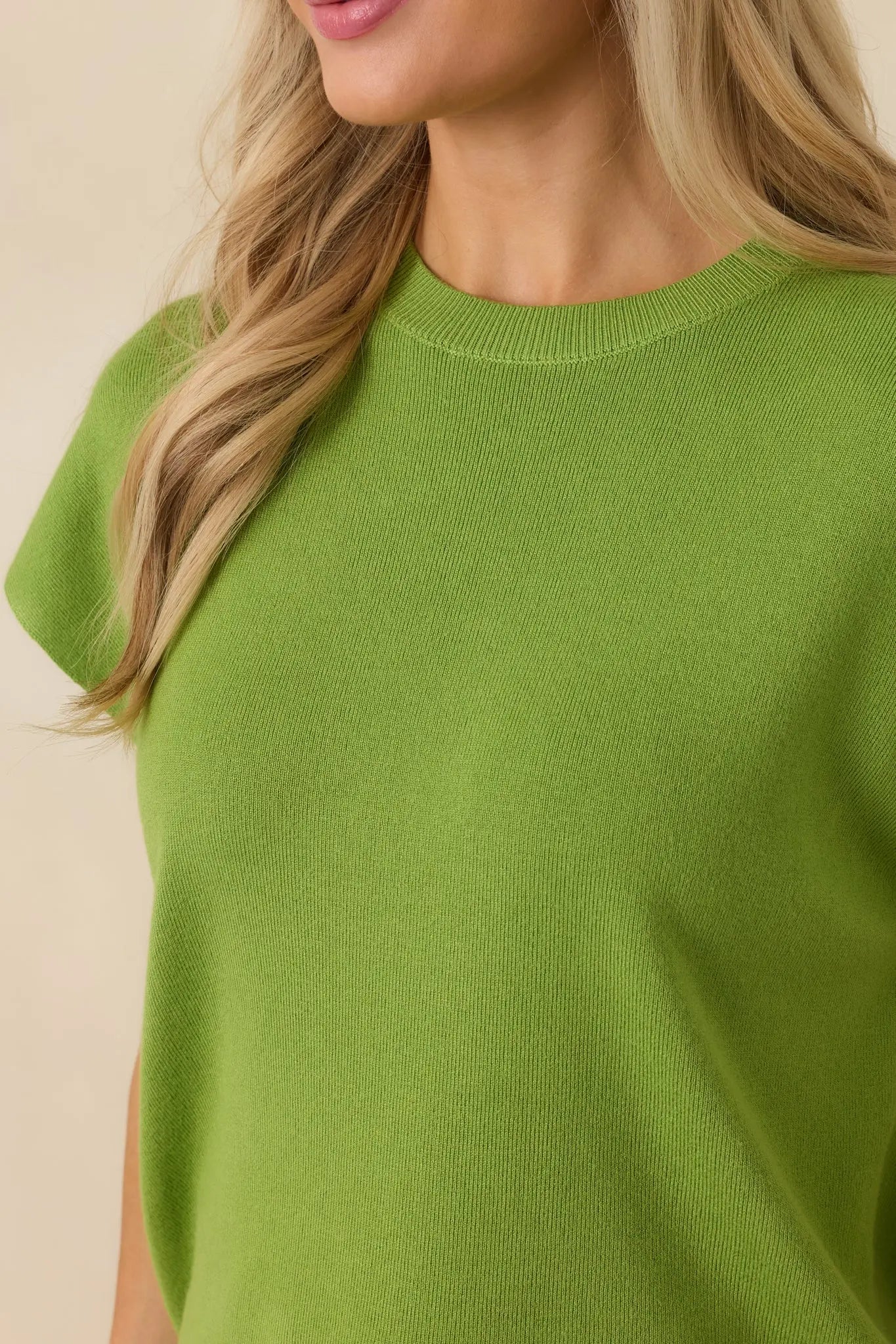 Women's Good Things Ahead Lime Green Knit Short Sleeve Sweater | 100% Viscose 2