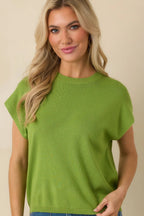 Women's Good Things Ahead Lime Green Knit Short Sleeve Sweater | 100% Viscose 3