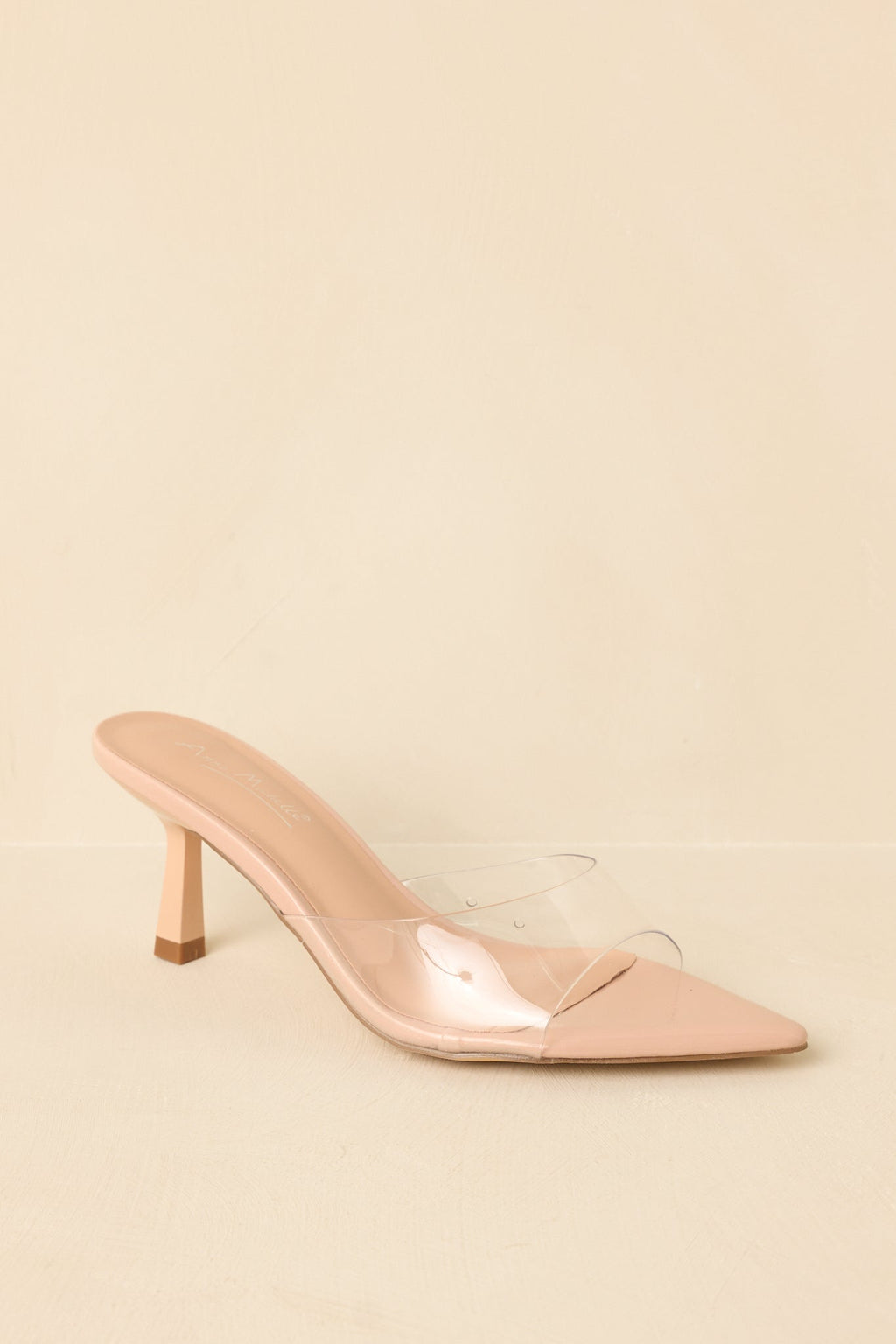 Women's Great Expectations Clear Nude Kitten Heel Mules | Heel measures 2.75" 2