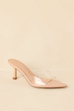 Women's Great Expectations Clear Nude Kitten Heel Mules | Heel measures 2.75" 2