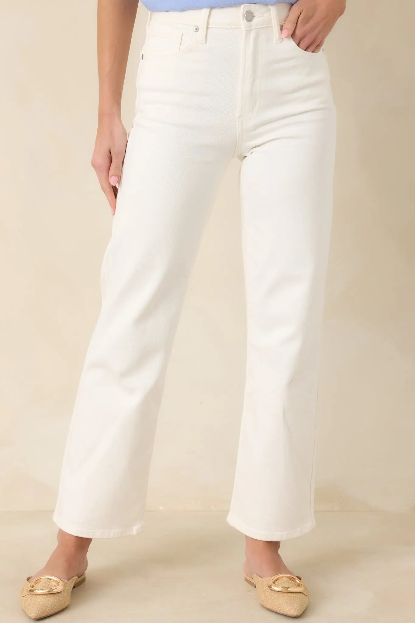 Women's Hard At Work White Straight Leg Jeans | 95% Cotton 4% Elasterell & 1% Spandex 0