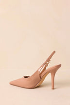 Women's Have It All Light Mocha Patent Pointed Toe Slingback Heels | Heel measures 4" 3
