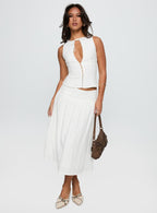 Women's Heart Of Gold Linen Blend Midi Skirt White 1