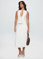 Women's Heart Of Gold Linen Blend Midi Skirt White 2