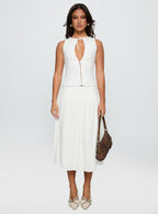 Women's Heart Of Gold Linen Blend Midi Skirt White 6