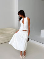 Women's Heart Of Gold Linen Blend Midi Skirt White 7