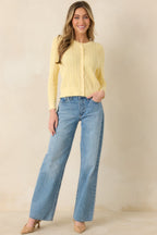 Women's Hello Sunshine Butter Yellow Pointelle Knit Cardigan | 80% Viscose & 20% Nylon 2