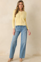 Women's Hello Sunshine Butter Yellow Pointelle Knit Cardigan | 80% Viscose & 20% Nylon 5