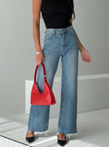 Women's Henesey High Rise Straight Leg Jeans Mid Blue Wash | High-rise straight-leg jeans 0