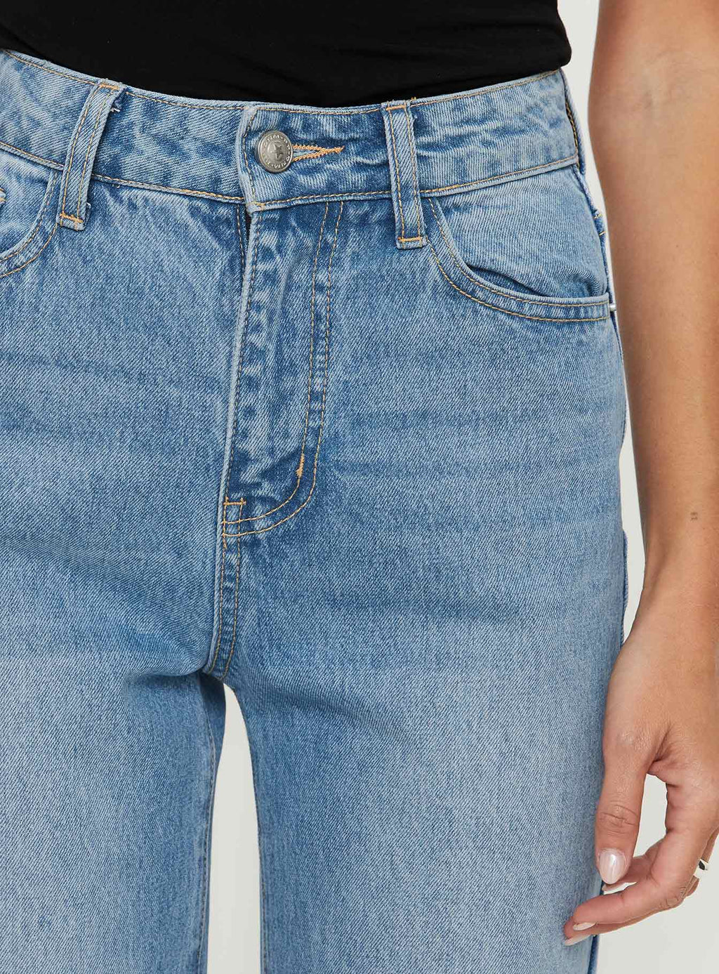 Women's Henesey High Rise Straight Leg Jeans Mid Blue Wash | High-rise straight-leg jeans 5