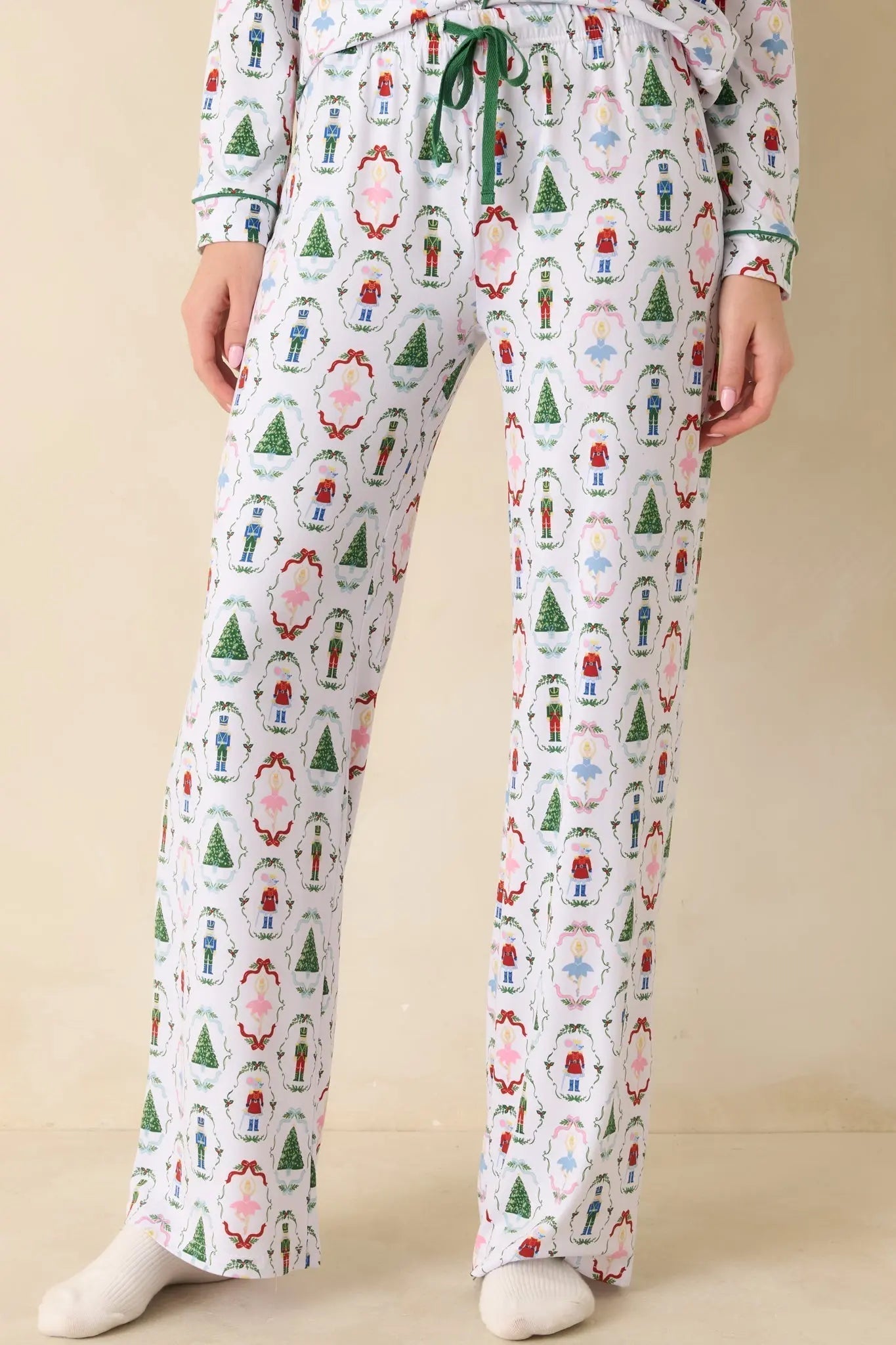 Women's Holiday Brigade White Multi Nutcracker Pajama Pants | 95% Polyester & 5% Spandex 0