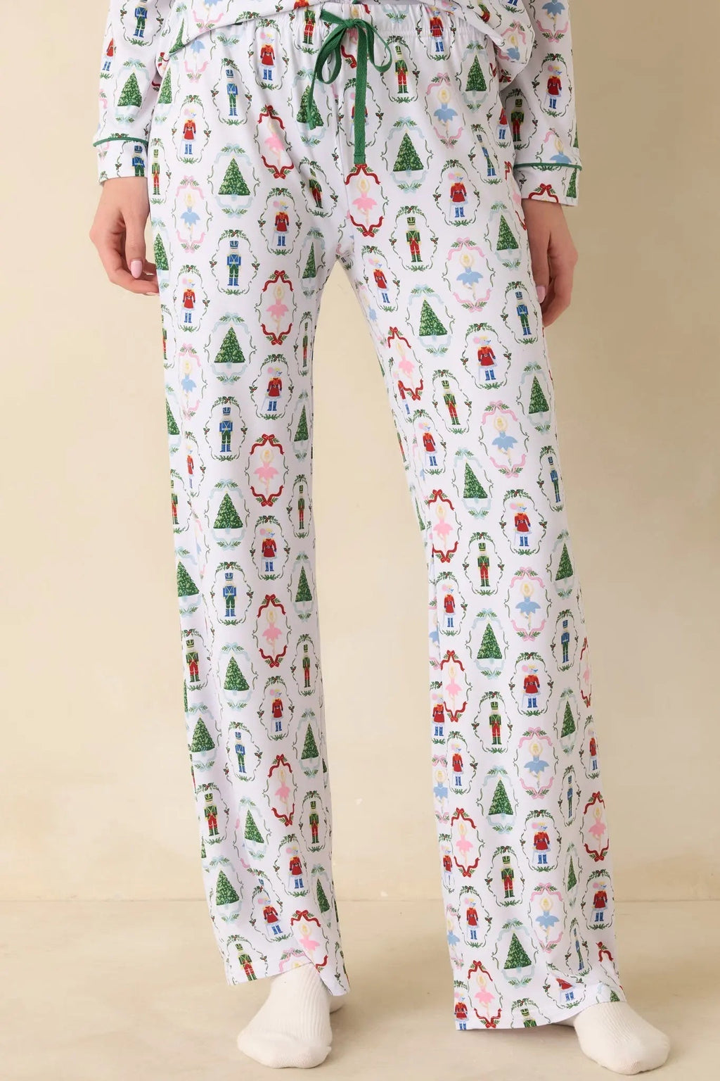 Women's Holiday Brigade White Multi Nutcracker Pajama Pants | 95% Polyester & 5% Spandex 3