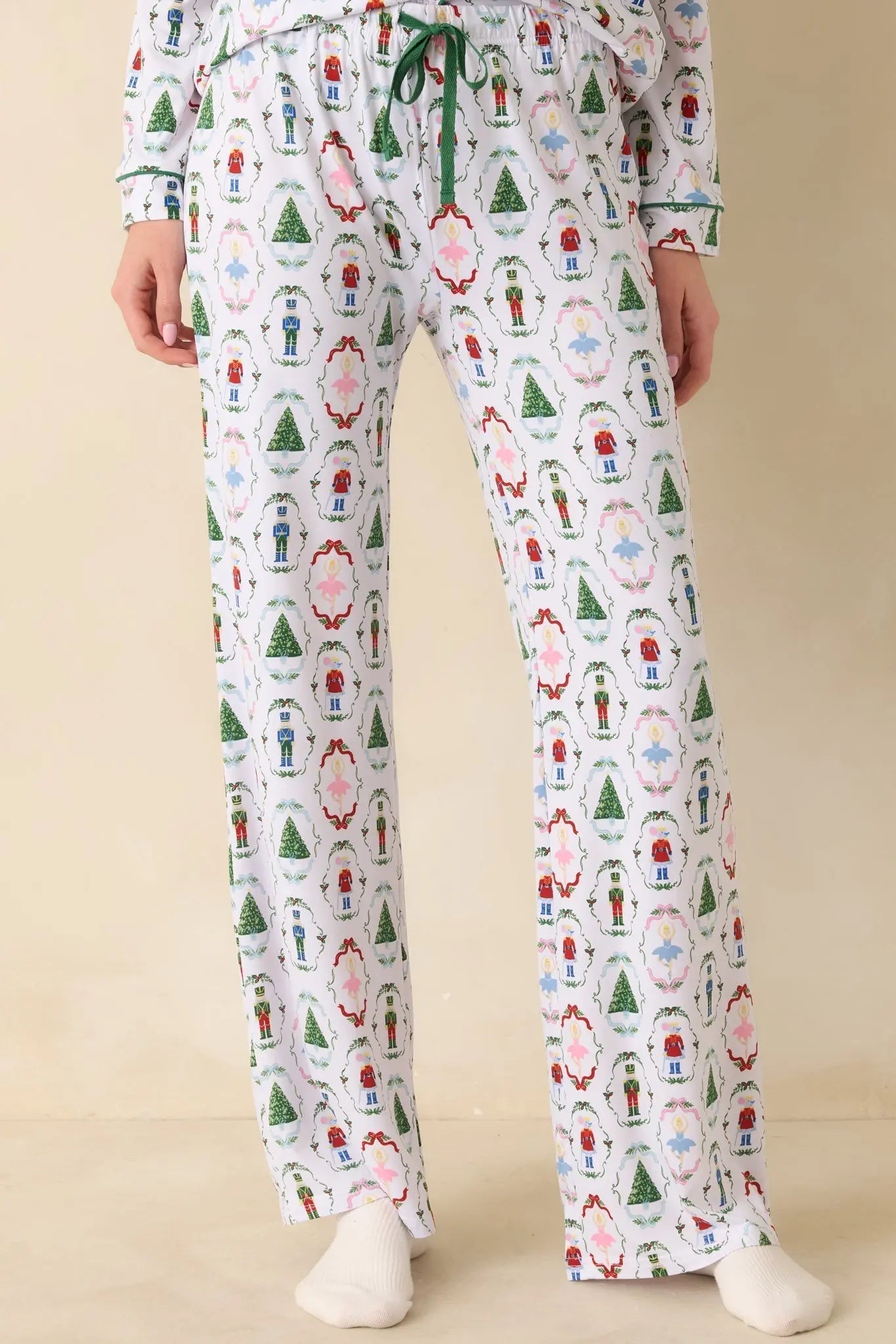 Women's Holiday Brigade White Multi Nutcracker Pajama Pants | 95% Polyester & 5% Spandex 3