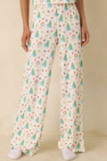 Women's Holiday Morning Ivory Multi Christmas Print Pajama Pants | 94% Polyester & 6% Spandex 0