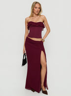 Women's Hollian Draped Maxi Skirt Wine | Maxi skirt with drape detail & mid-rise fit 1