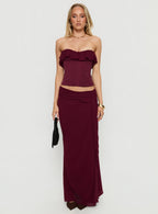 Women's Hollian Draped Maxi Skirt Wine | Maxi skirt with drape detail & mid-rise fit 6