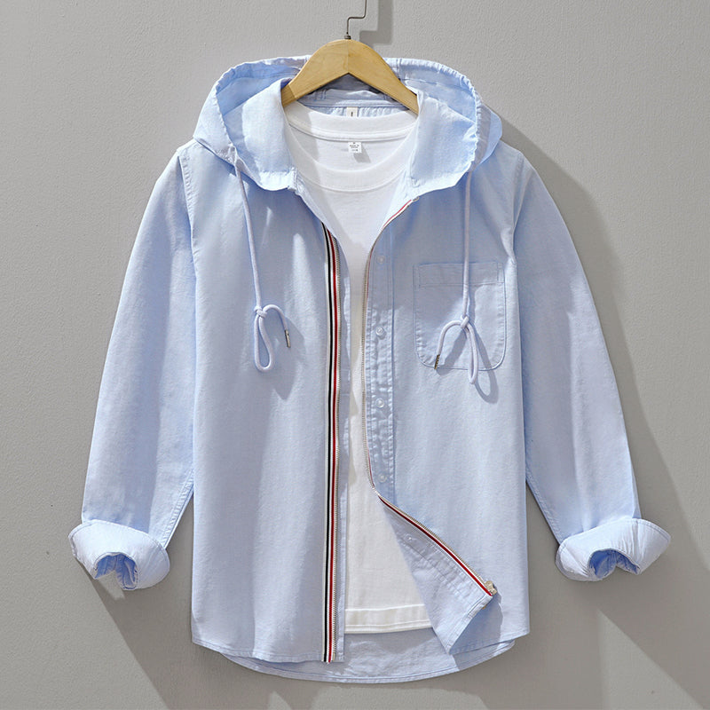 Women's Hooded Cotton Shirt with Zipper Closure | Length: Standard 0