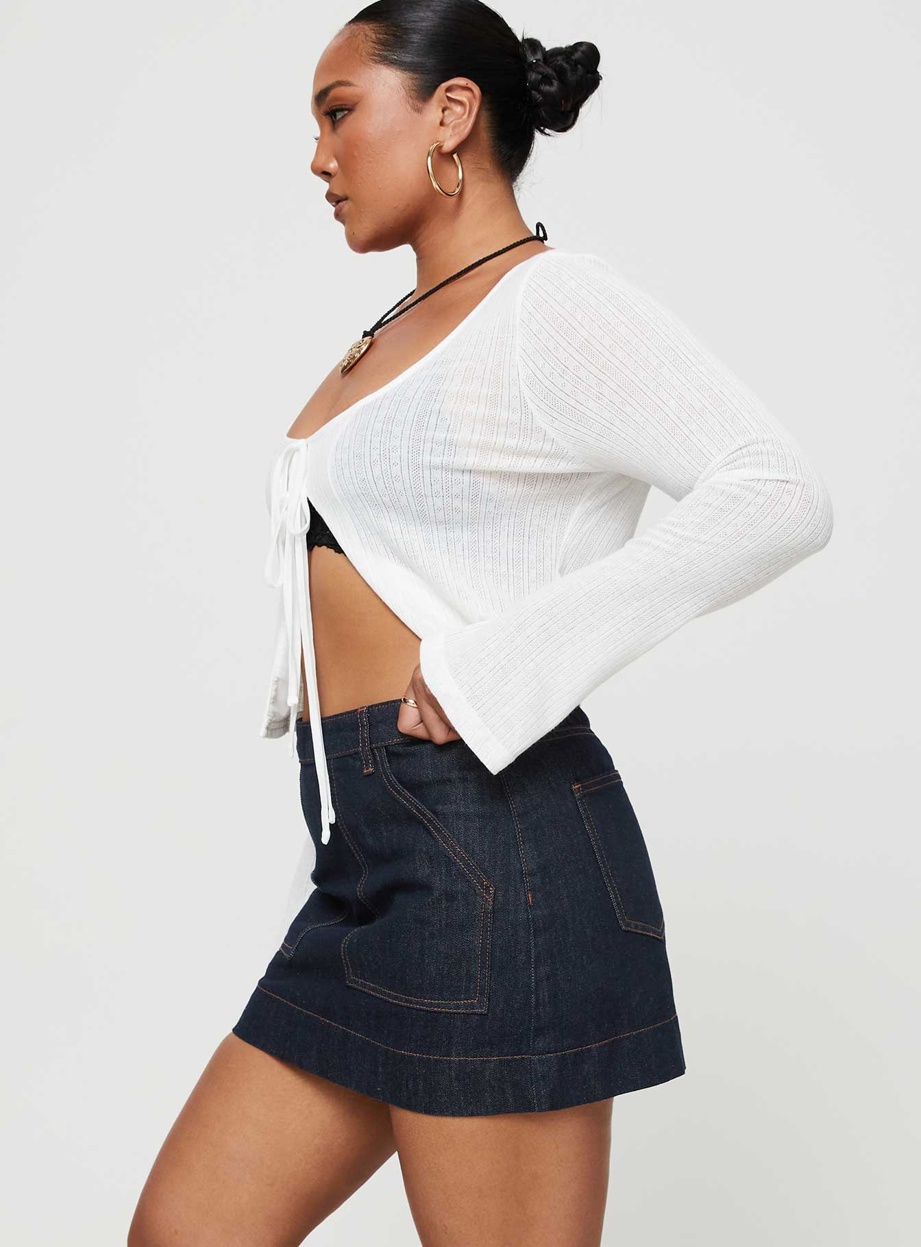 Women's Hughes Mini Skirt Dark Wash Denim | Dark wash denim Mini skirt 5