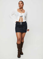 Women's Hughes Mini Skirt Dark Wash Denim | Dark wash denim Mini skirt 7