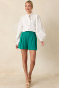 Women's I Will Be Here White Eyelet Appliqué Detail Cotton Long Sleeve Blouse | 100% Cotton 0