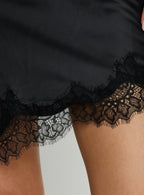 Women's Idette Lace Asymmetrical Mini Skirt Black | Asymmetrical mini skirt with lace trim detail 5