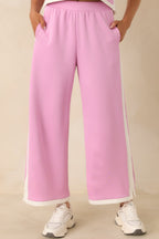 Women's In Good Form Orchid Pink Stretch Knit Contrast Trim Pants | 55% Rayon 1