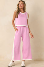 Women's In Good Form Orchid Pink Stretch Knit Contrast Trim Pants | 55% Rayon 2