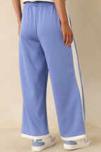 Women's In Good Form Periwinkle Stretch Knit Contrast Trim Pants | 55% Rayon 5