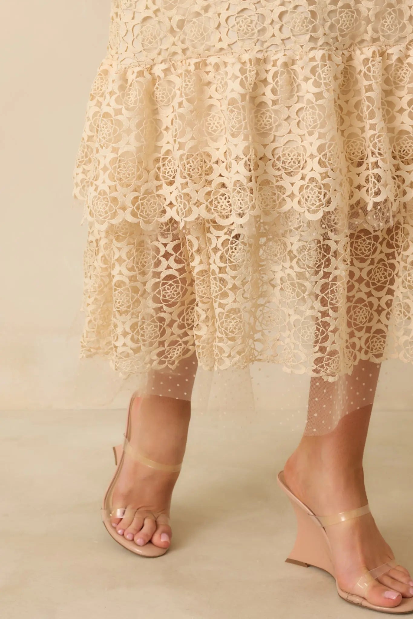 Women's In The Long Run Natural Embroidered Midi Dress | 100% Polyester 4