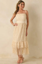 Women's In The Long Run Natural Embroidered Midi Dress | 100% Polyester 5