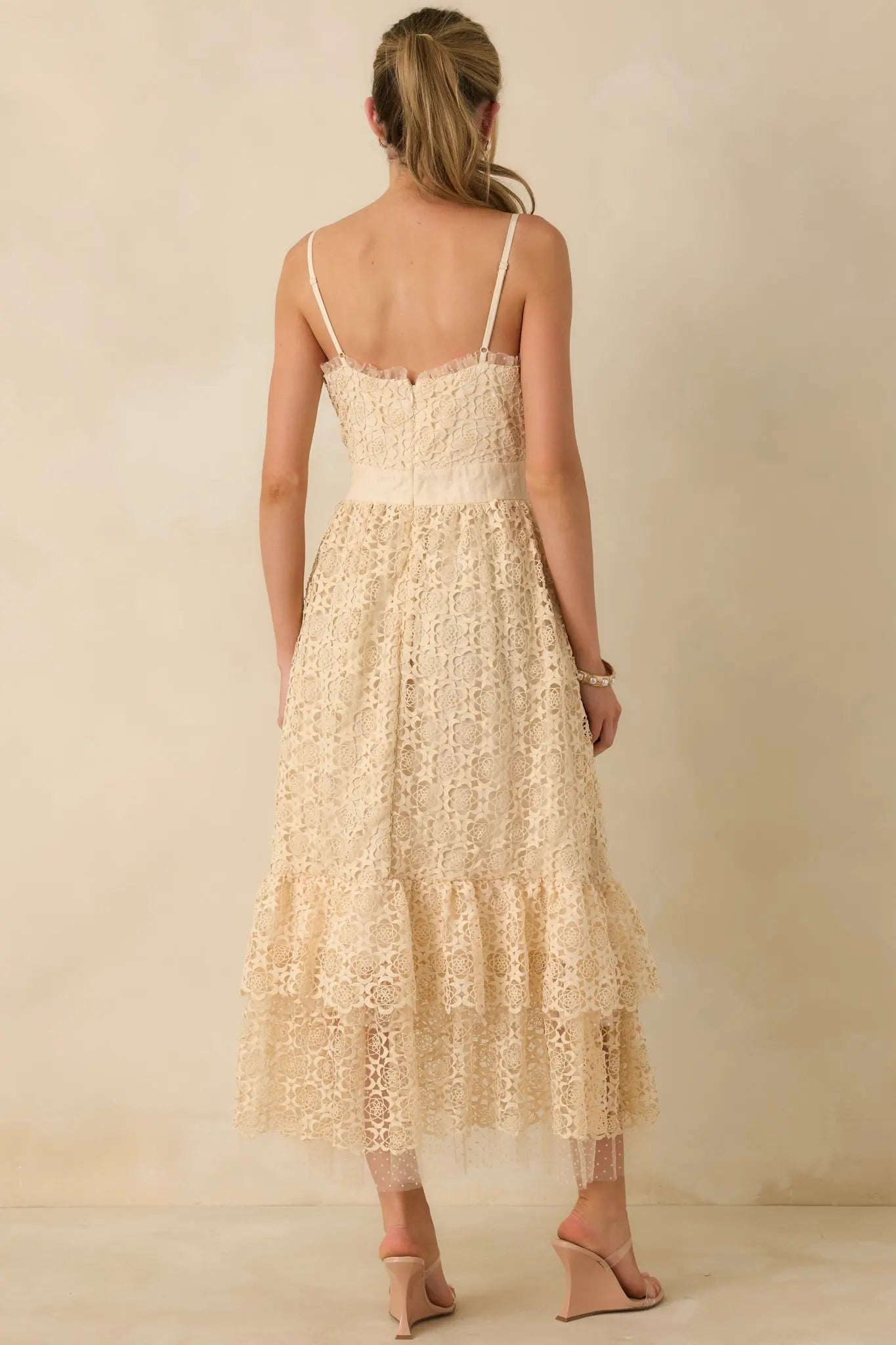 Women's In The Long Run Natural Embroidered Midi Dress | 100% Polyester 7
