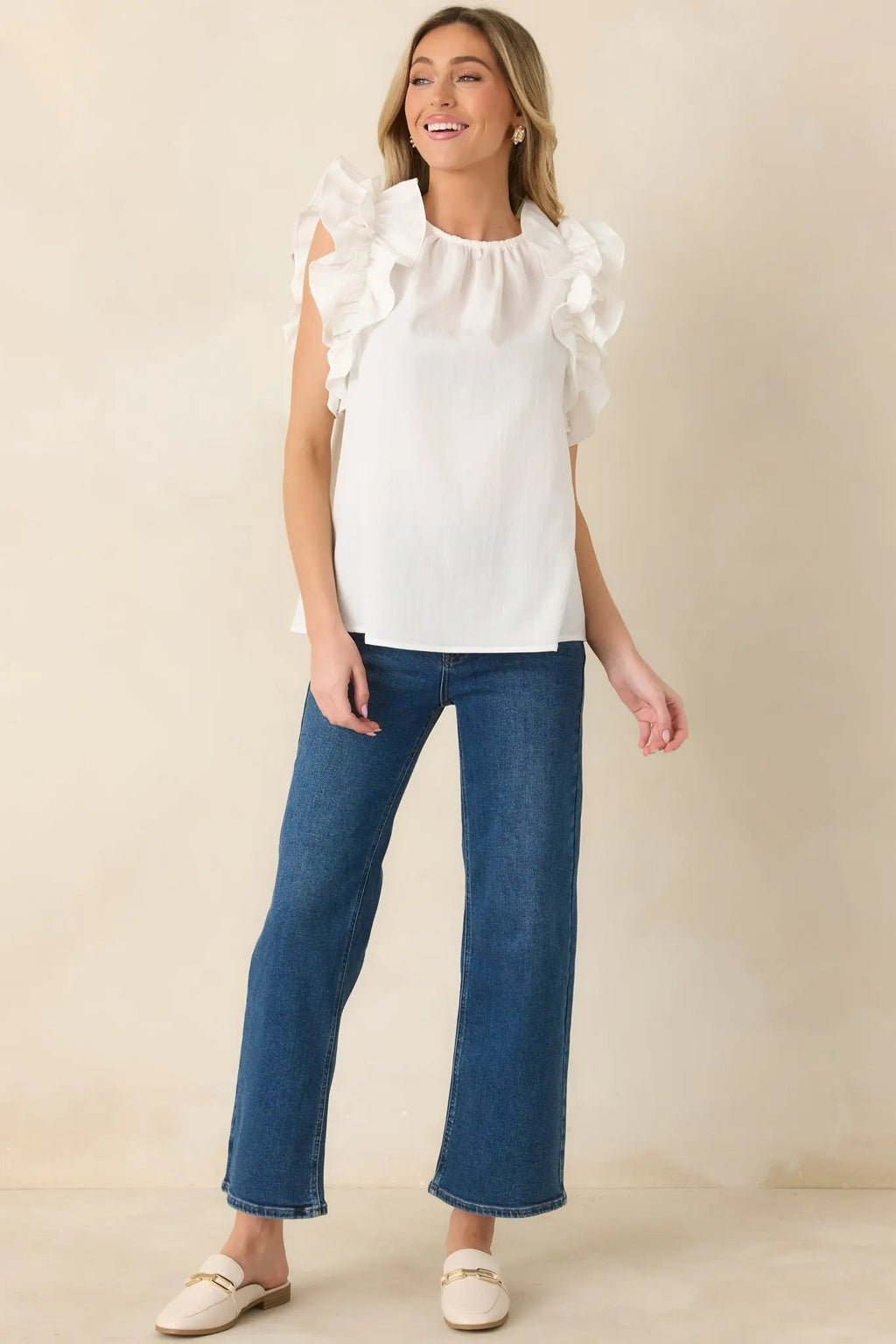 Women's Into The Clouds Dark Wash Cropped Wide Leg Jeans | 96% Cotton 4