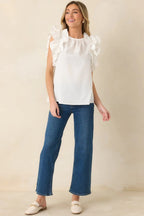 Women's Into The Clouds Dark Wash Cropped Wide Leg Jeans | 96% Cotton 4