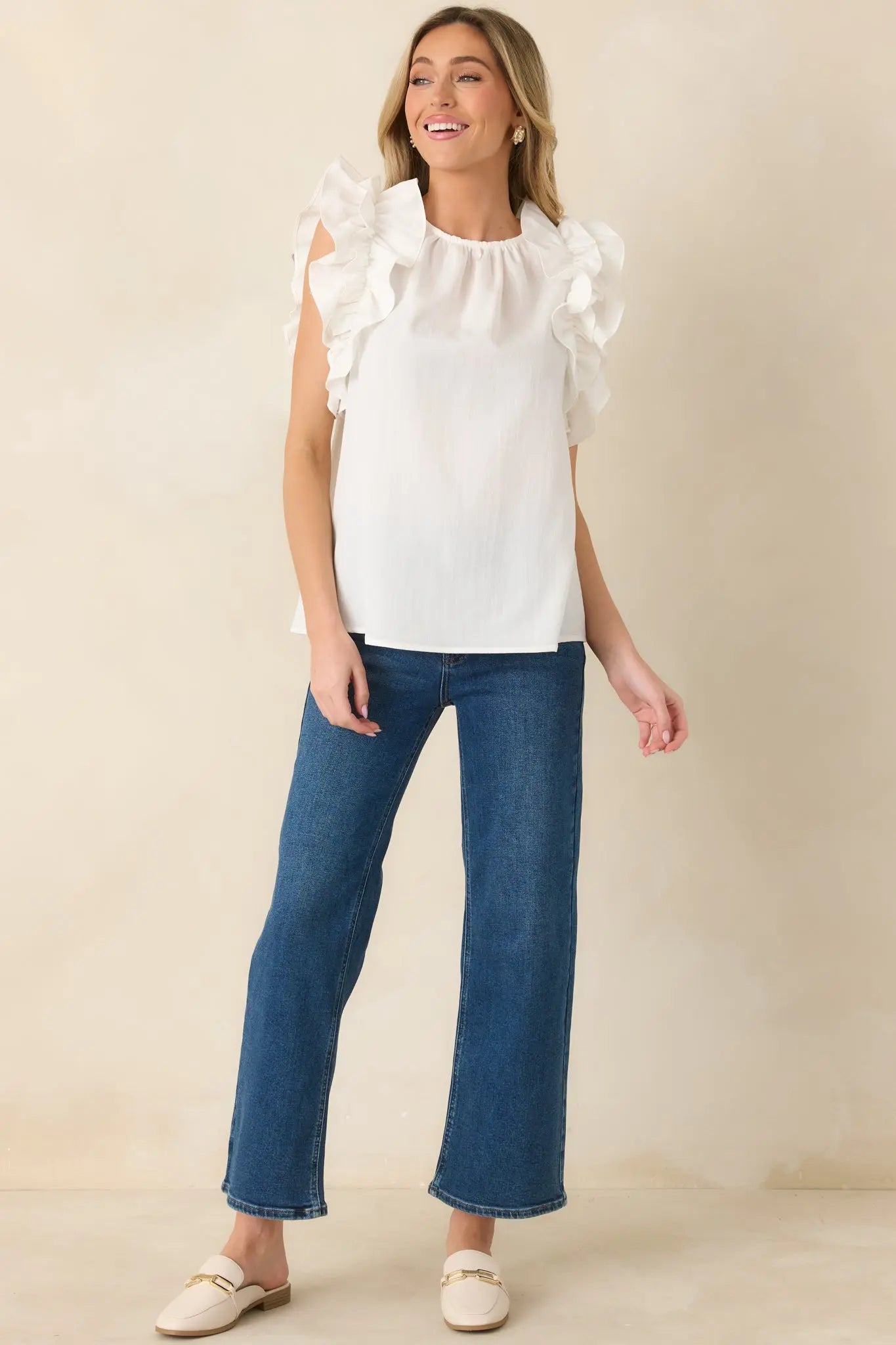 Women's Into The Clouds Dark Wash Cropped Wide Leg Jeans | 96% Cotton 4