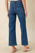 Women's Into The Clouds Dark Wash Cropped Wide Leg Jeans | 96% Cotton 5
