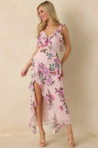 Women's Into the Spell Lavender Multi Floral Ruffle Chiffon Sleeveless Maxi Dress | 100% Polyester 4
