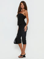 Women's Isalyn Tailored Capri Pants Black Pinstripe | Capri pants with tailored detailing 3