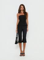 Women's Isalyn Tailored Capri Pants Black Pinstripe | Capri pants with tailored detailing 6