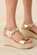 Women's Island Arrival Gold Faux Leather Platform Espadrille Sandals | Heel measures 3.5" 0