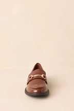 Women's It All Made Sense Brown Patent Faux Leather Loafers | Heel measures 1" 6