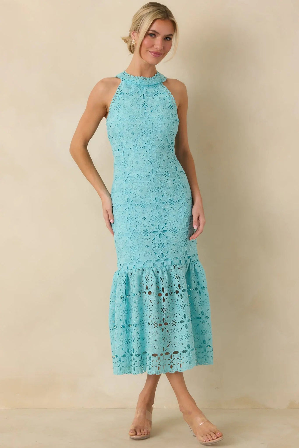 Women's It's A New Day Horizon Blue Floral Embroidered Maxi Dress | 100% Polyester 2