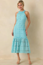 Women's It's A New Day Horizon Blue Floral Embroidered Maxi Dress | 100% Polyester 3