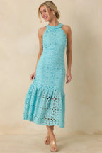 Women's It's A New Day Horizon Blue Floral Embroidered Maxi Dress | 100% Polyester 4