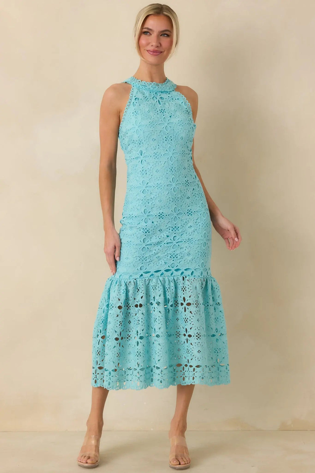 Women's It's A New Day Horizon Blue Floral Embroidered Maxi Dress | 100% Polyester 5