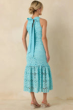 Women's It's A New Day Horizon Blue Floral Embroidered Maxi Dress | 100% Polyester 6