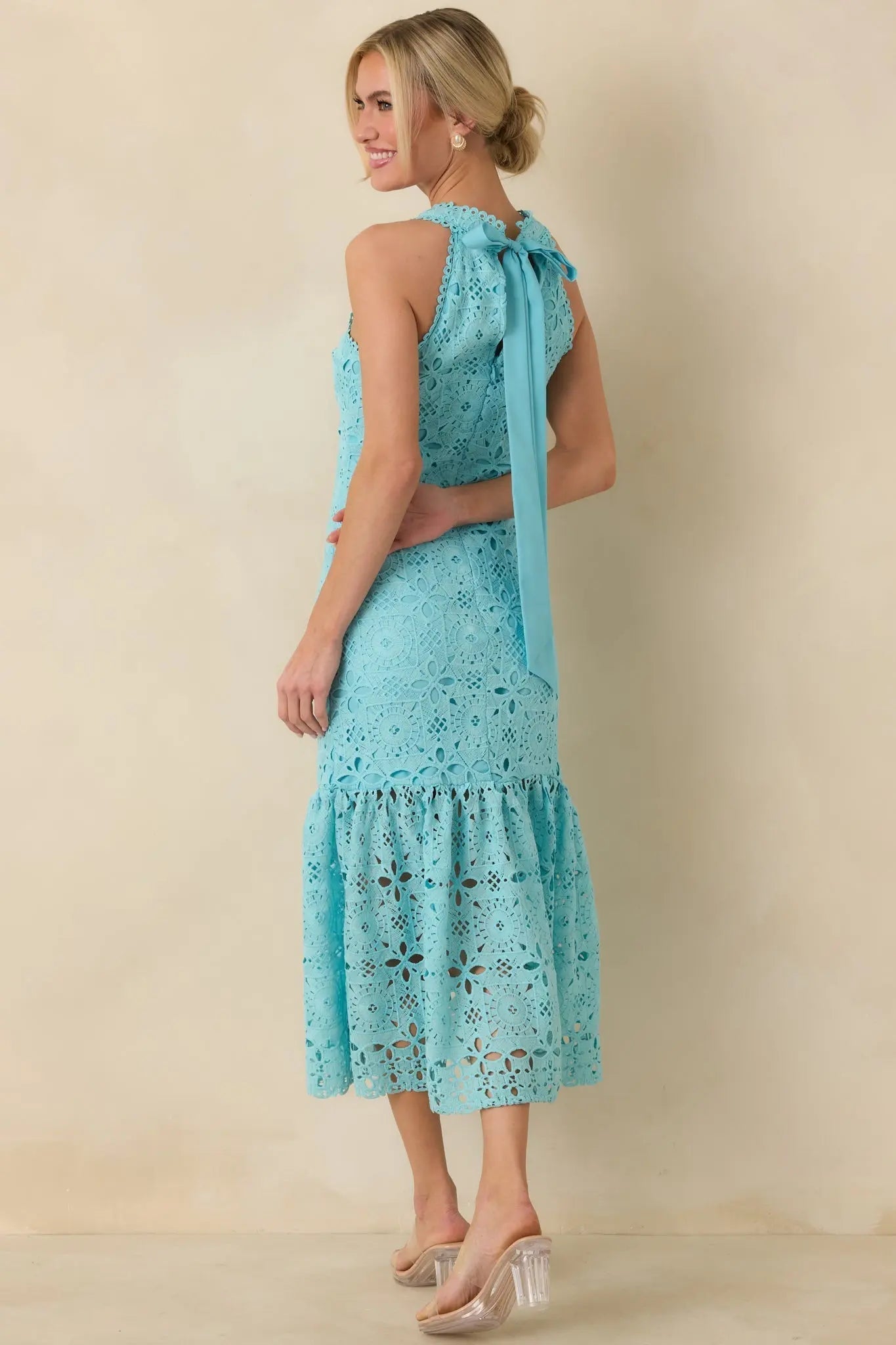 Women's It's A New Day Horizon Blue Floral Embroidered Maxi Dress | 100% Polyester 7